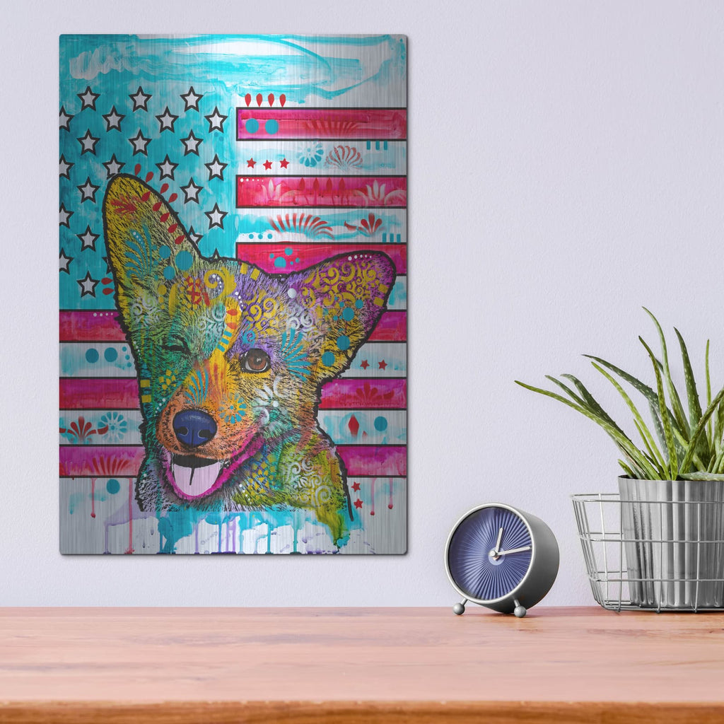 'All American Corgi' by Dean Russo – Metal Wall Art, 12x16 room view