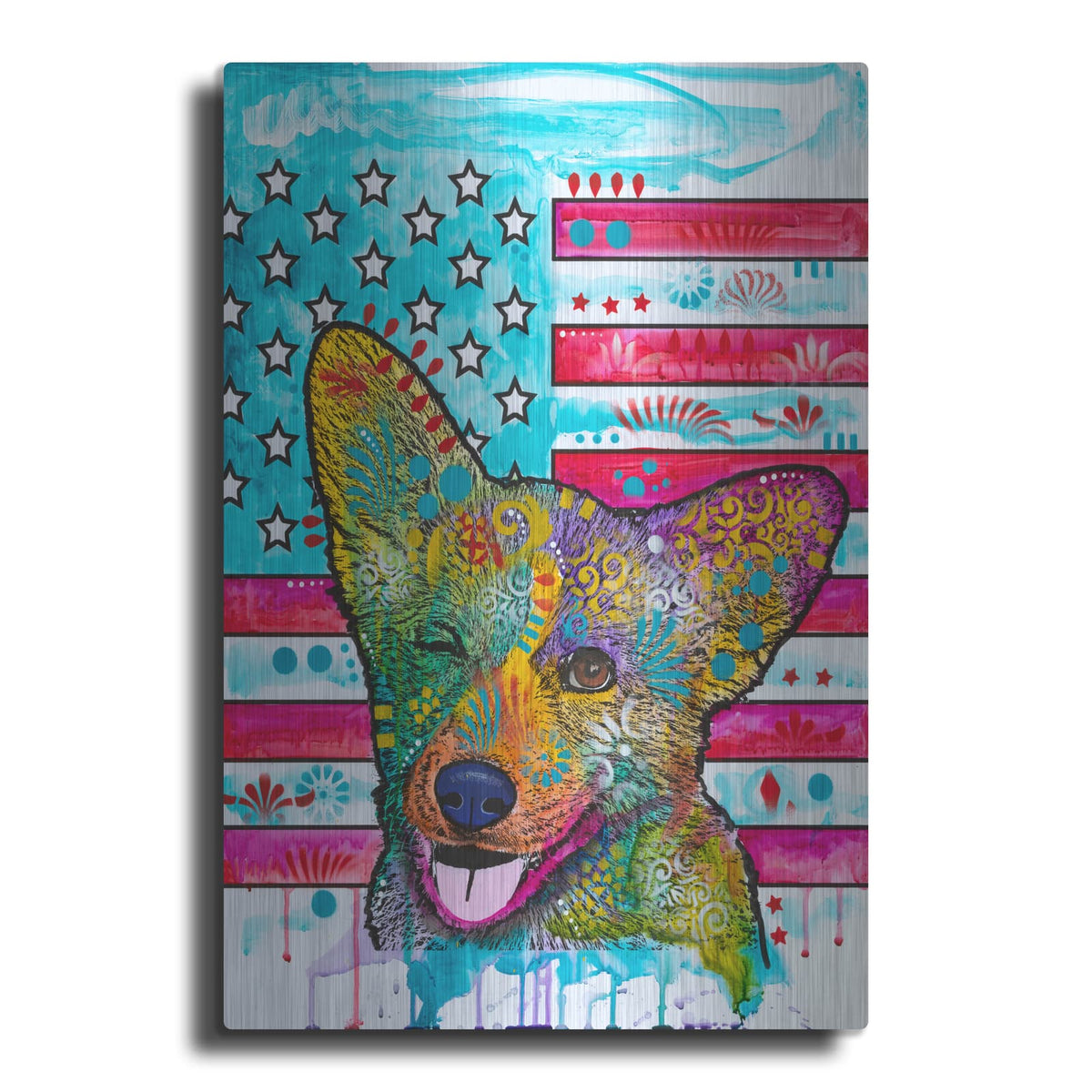 'All American Corgi' by Dean Russo – Metal Wall Art