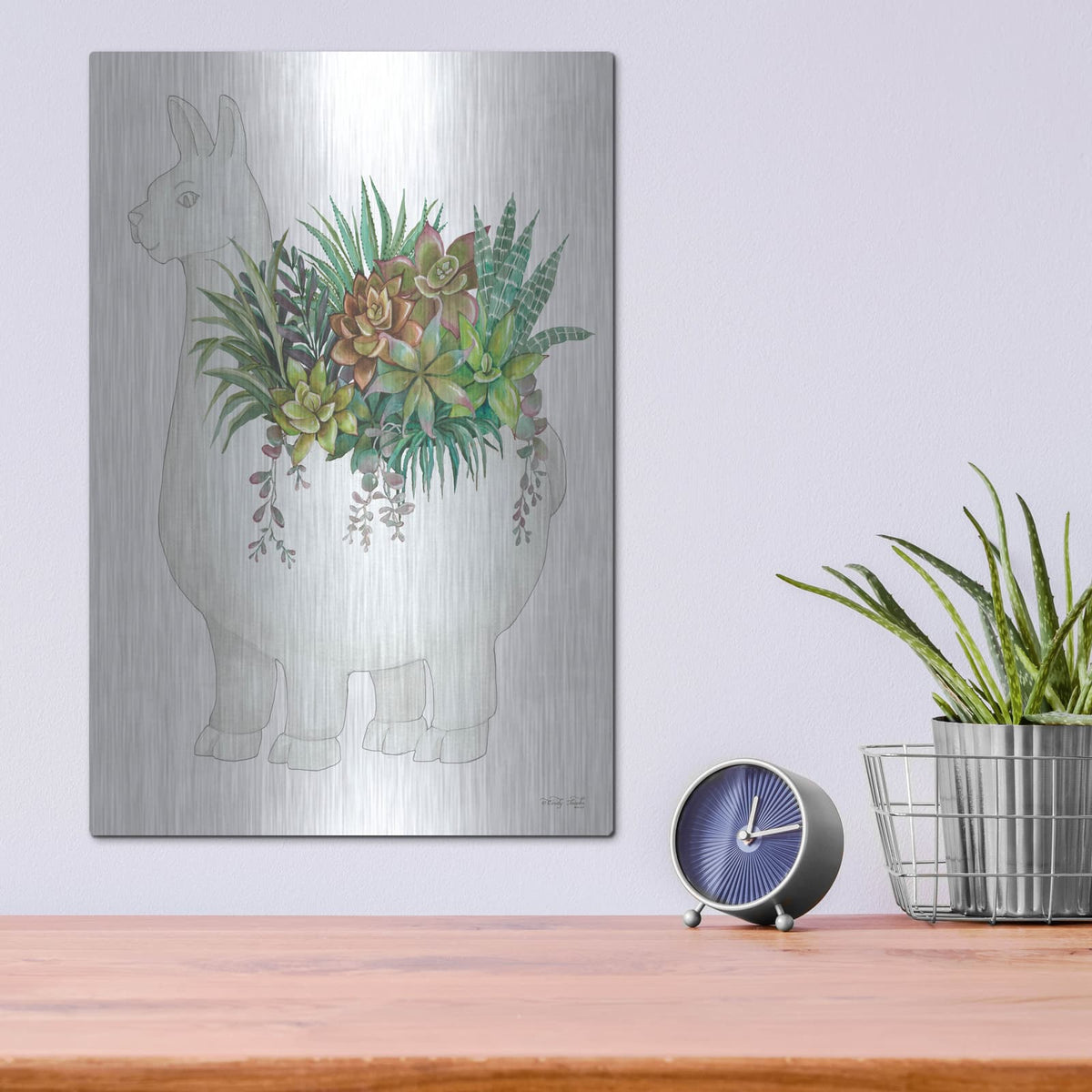 'Proud Llama Pot II' by Cindy Jacobs – Metal Wall Art, 12x16 room view