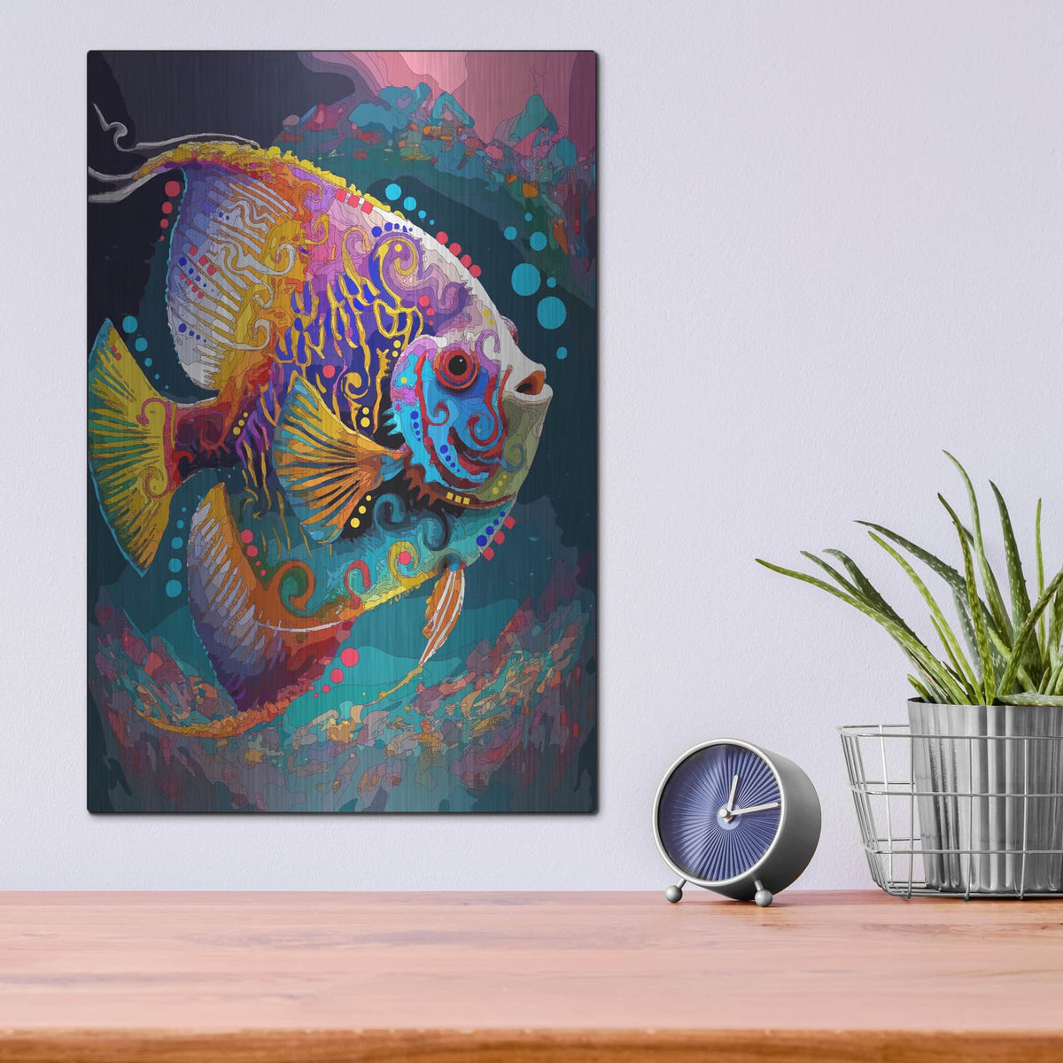 'Angelfish' by Dean Russo – Metal Wall Art, 12x16 room view