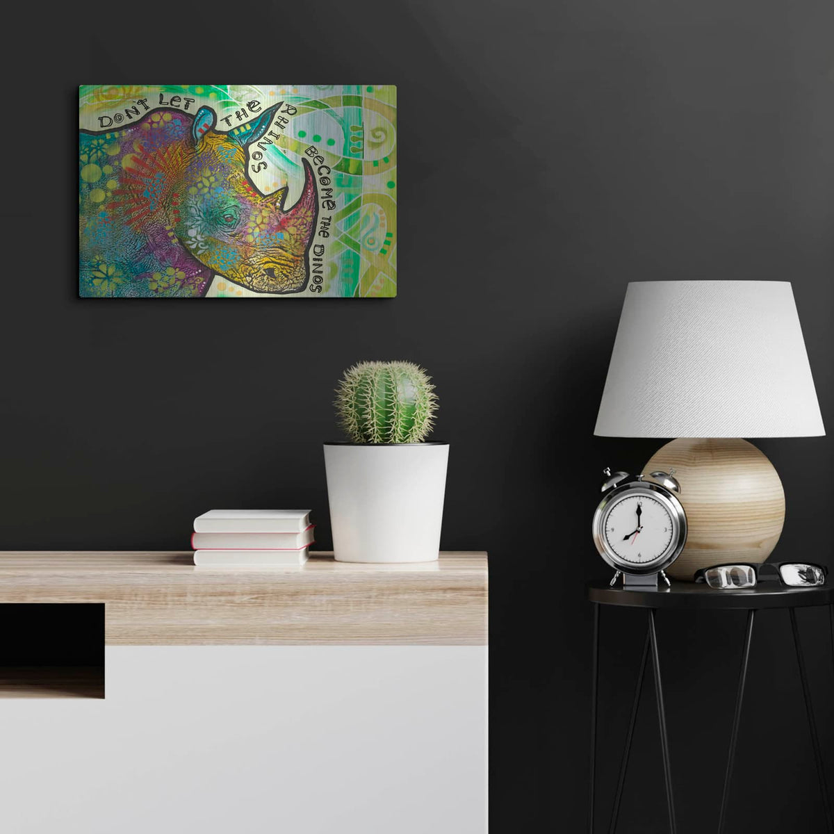 'Conservancy For Rhinos' by Dean Russo – Metal Wall Art, 24x16 room view