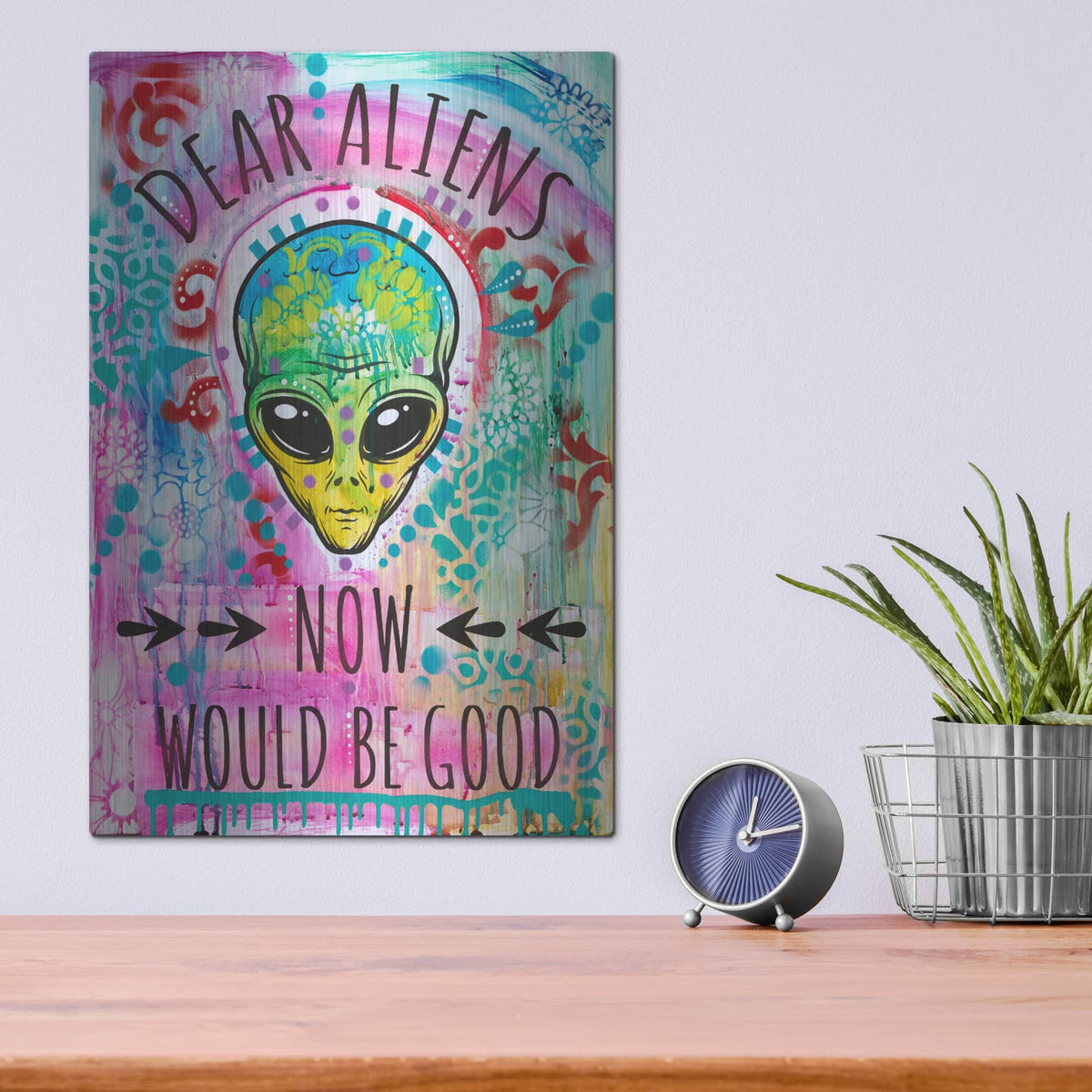 'Dear Aliens' by Dean Russo – Metal Wall Art, 12x16 room view
