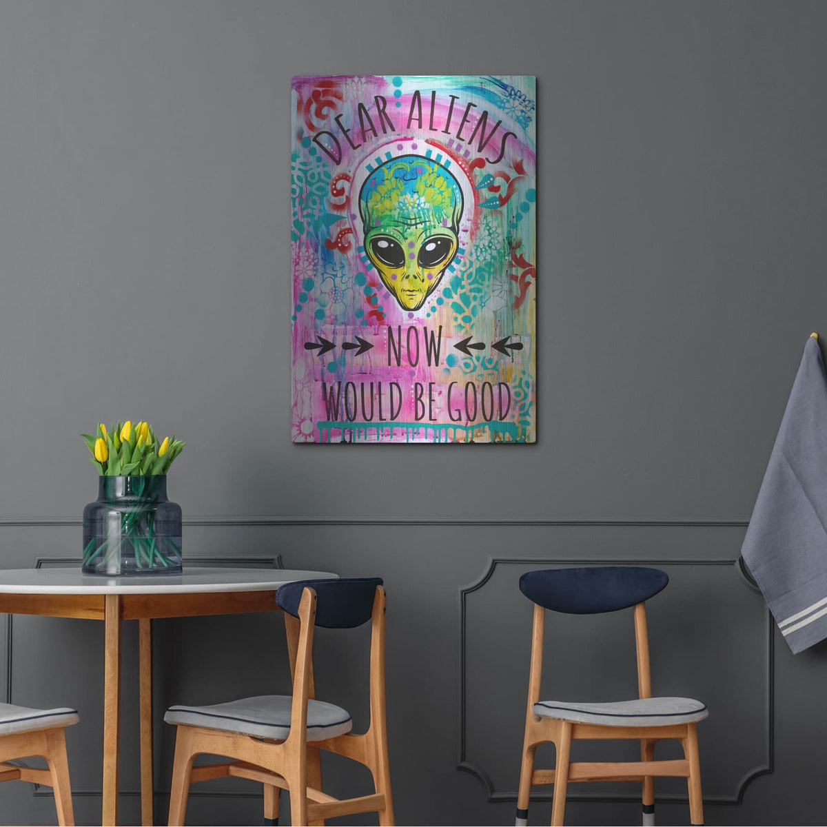 'Dear Aliens' by Dean Russo – Metal Wall Art, 24x36 room view