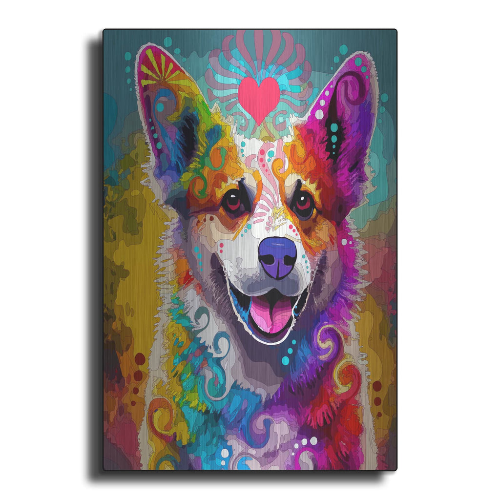 'Happiness Corgi' by Dean Russo – Metal Wall Art