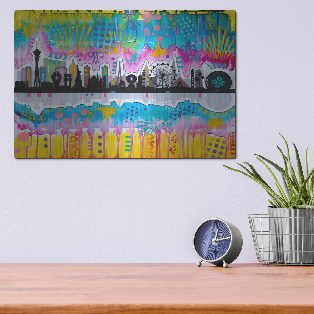 'Las Vegas Skyline' by Dean Russo – Metal Wall Art, 16x12 room view