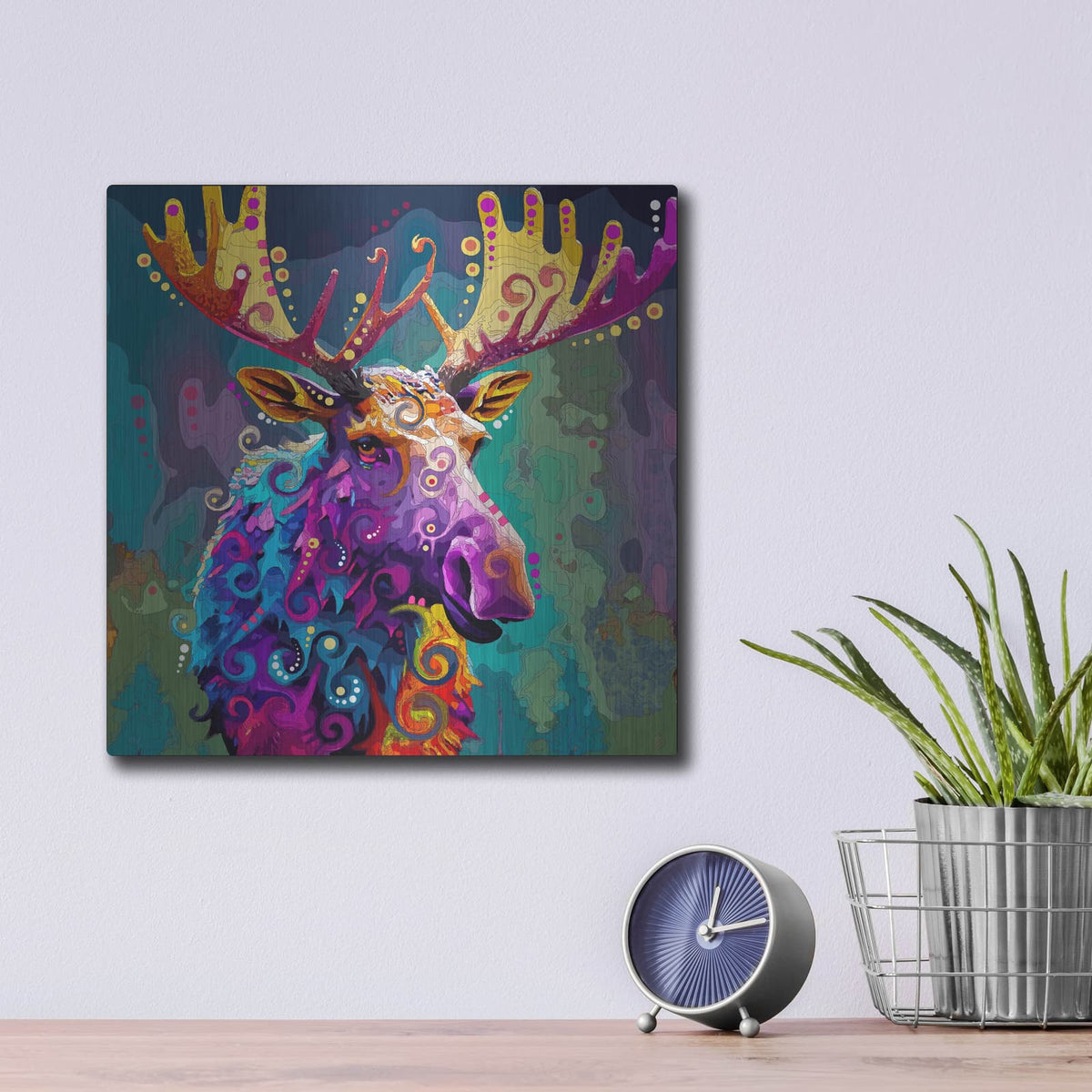 'Moose' by Dean Russo – Metal Wall Art, 12x12 room view