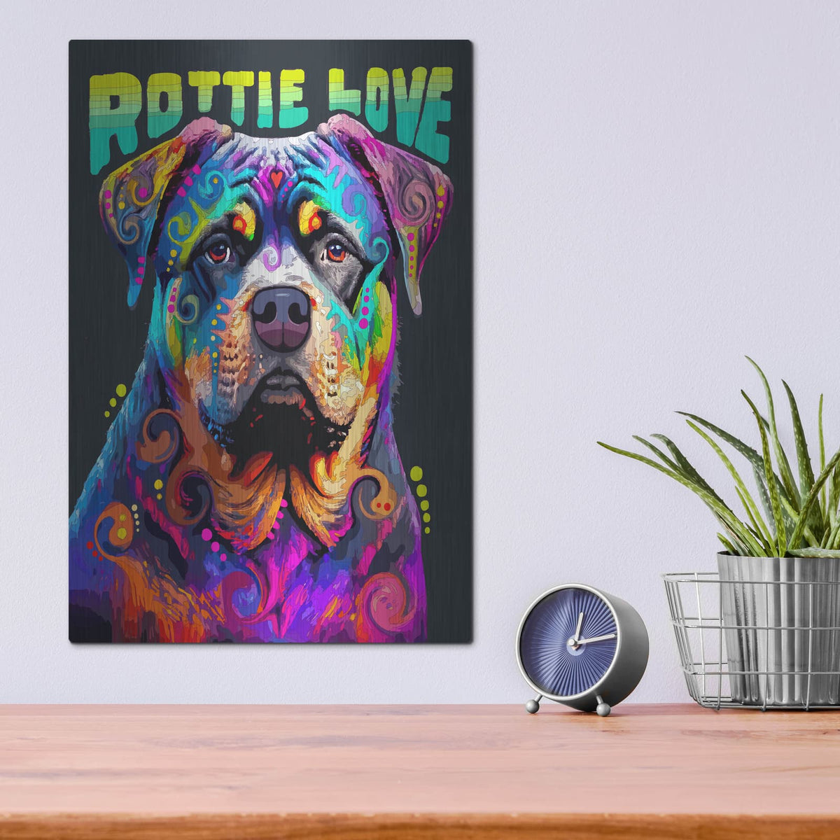 'Rottie Love' by Dean Russo – Metal Wall Art, 12x16 room view