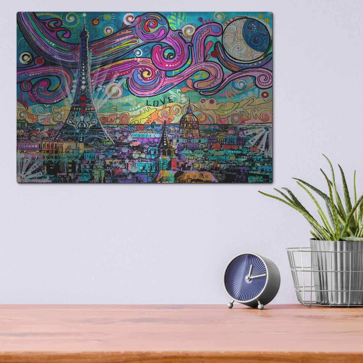 'Starry Night Over Paris' by Dean Russo – Metal Wall Art, 16x12 room view