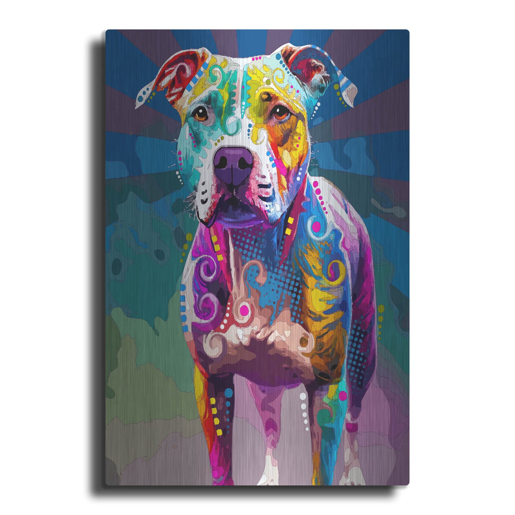 'The Carefree Staffie' by Dean Russo – Metal Wall Art