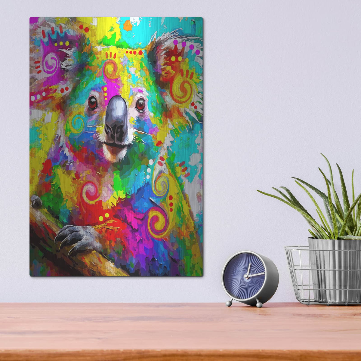 'The Caring Koala' by Dean Russo – Metal Wall Art, 12x16 room view
