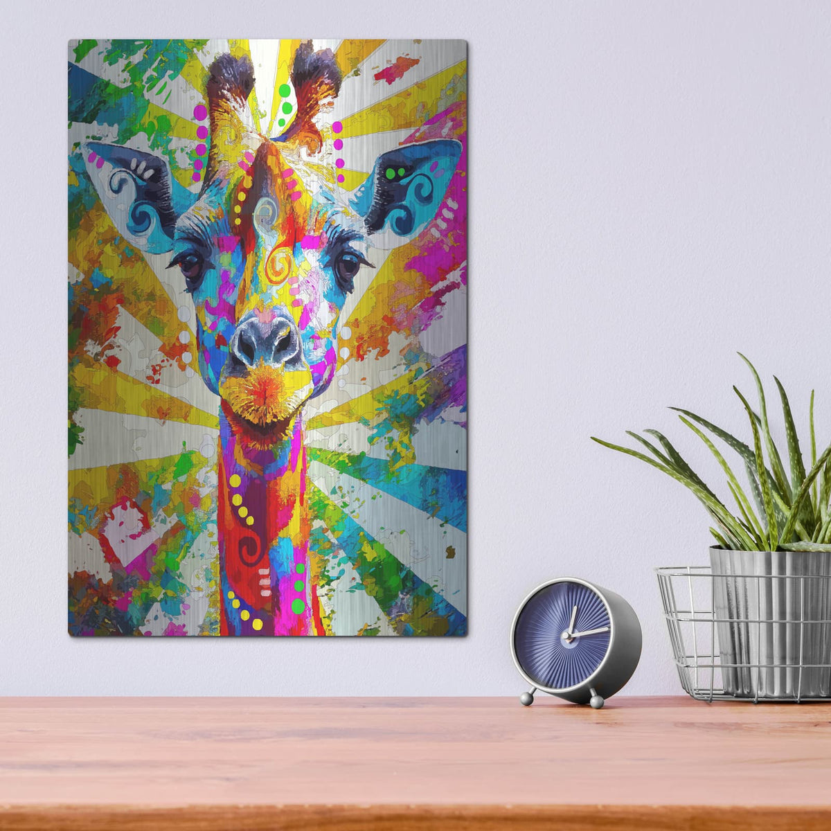 'The Closeup Giraffe' by Dean Russo – Metal Wall Art, 12x16 room view