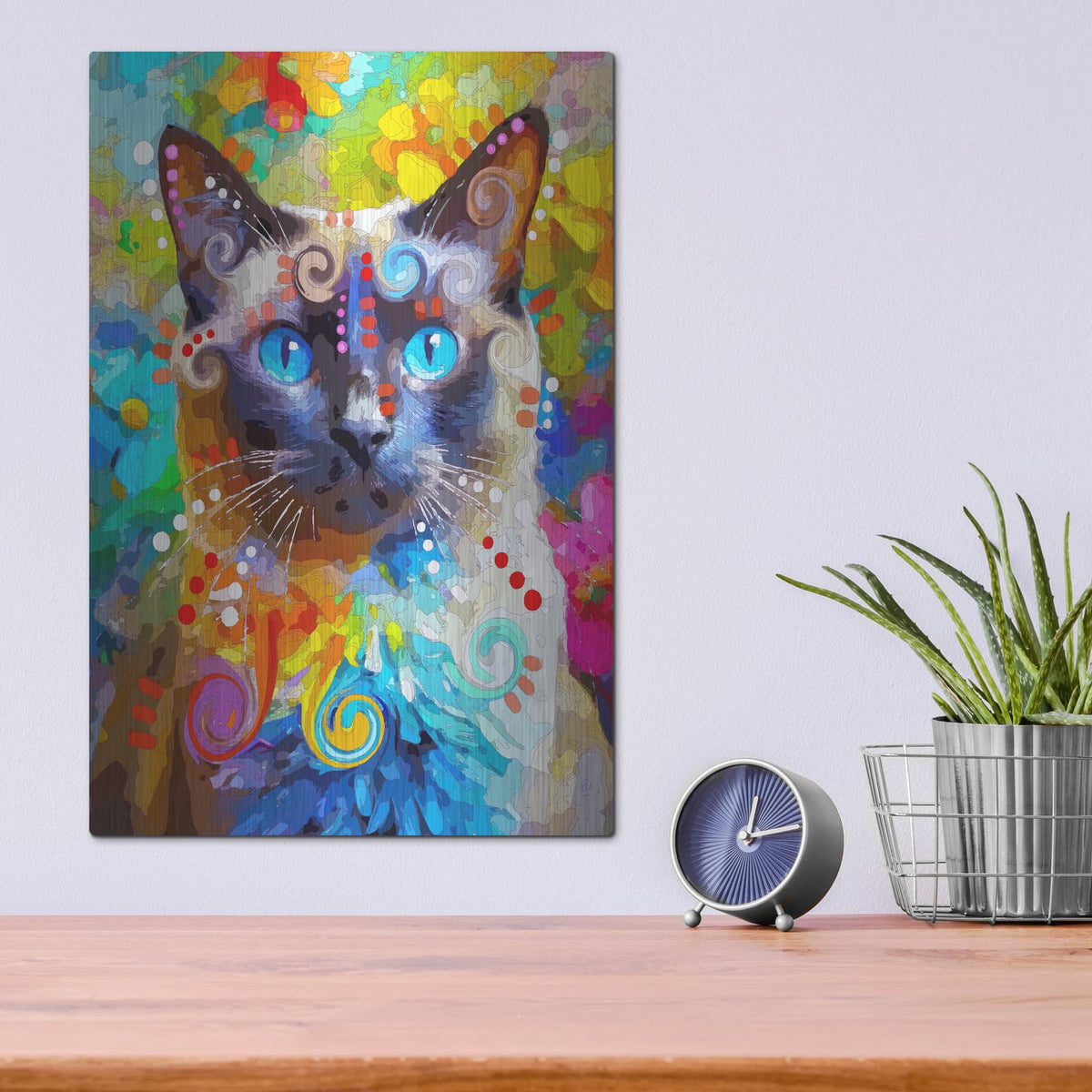'The Focused Siamese' by Dean Russo – Metal Wall Art, 12x16 room view