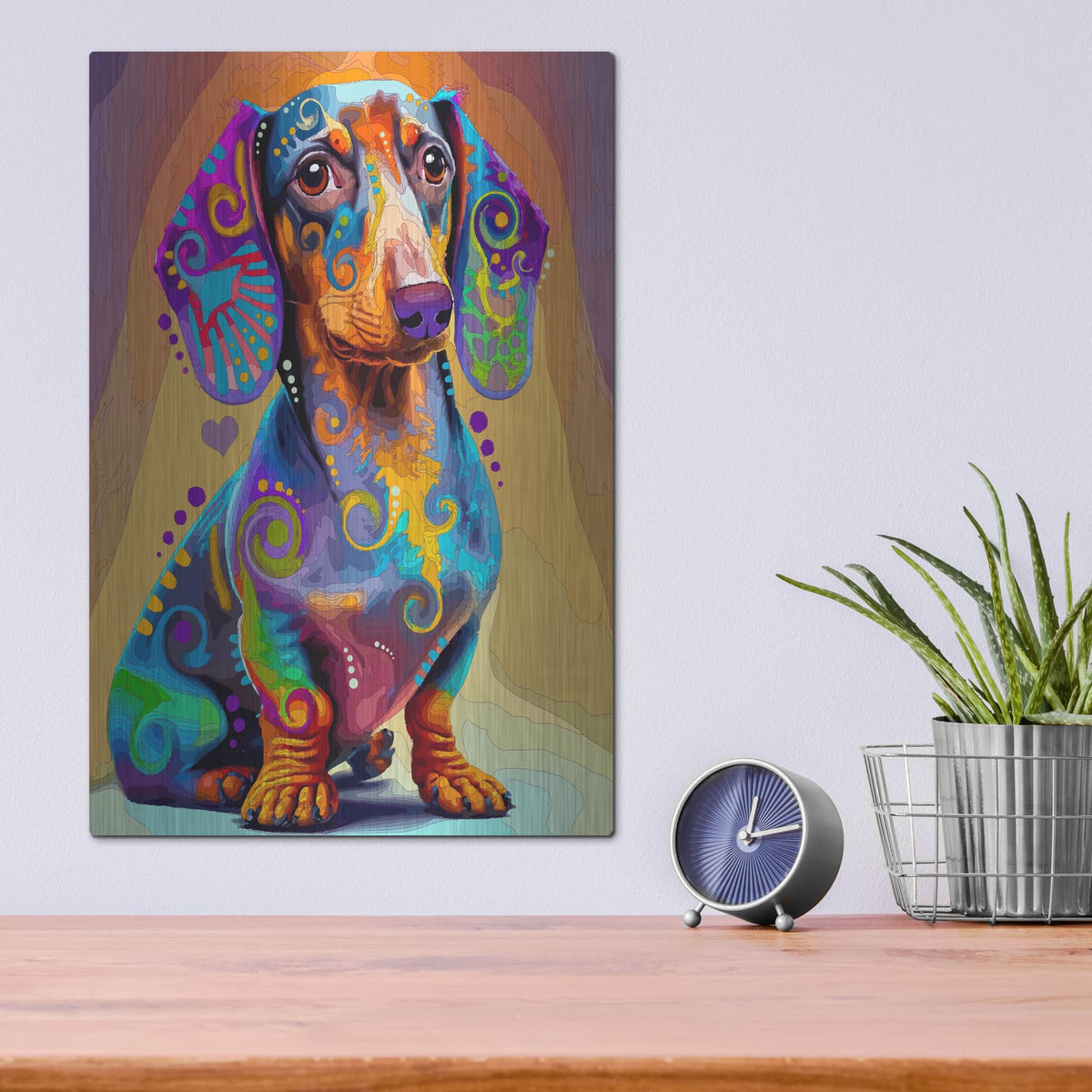 'The Obvious Doxie' by Dean Russo – Metal Wall Art, 12x16 room view