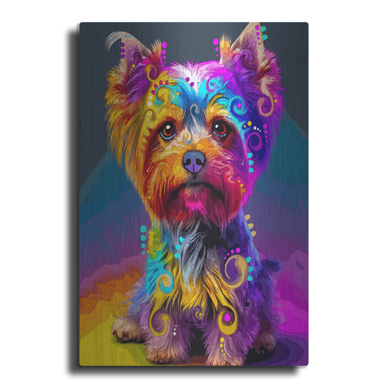 'The Sophisticated Yorkie' by Dean Russo – Metal Wall Art
