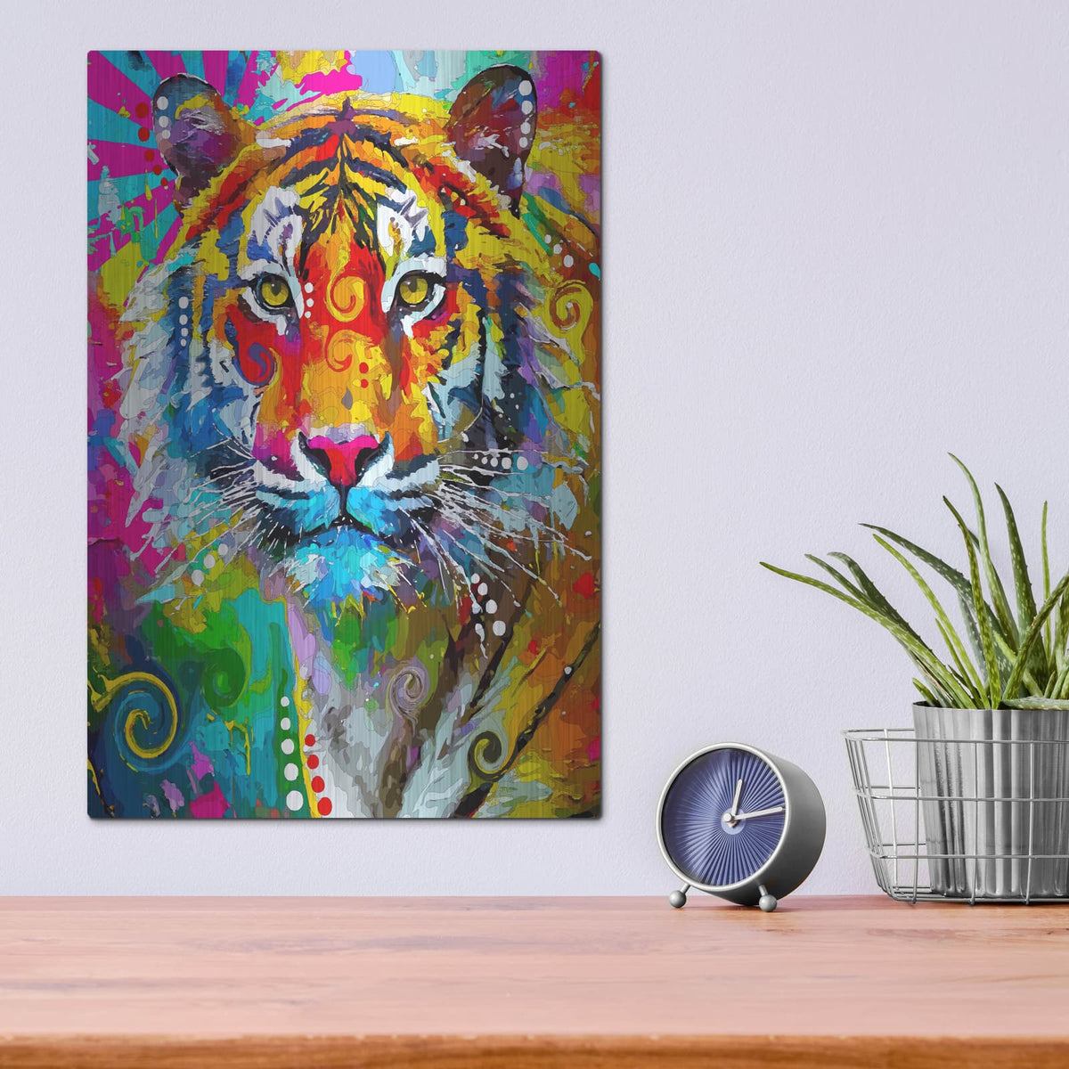 'The Standing Tiger' by Dean Russo – Metal Wall Art, 12x16 room view