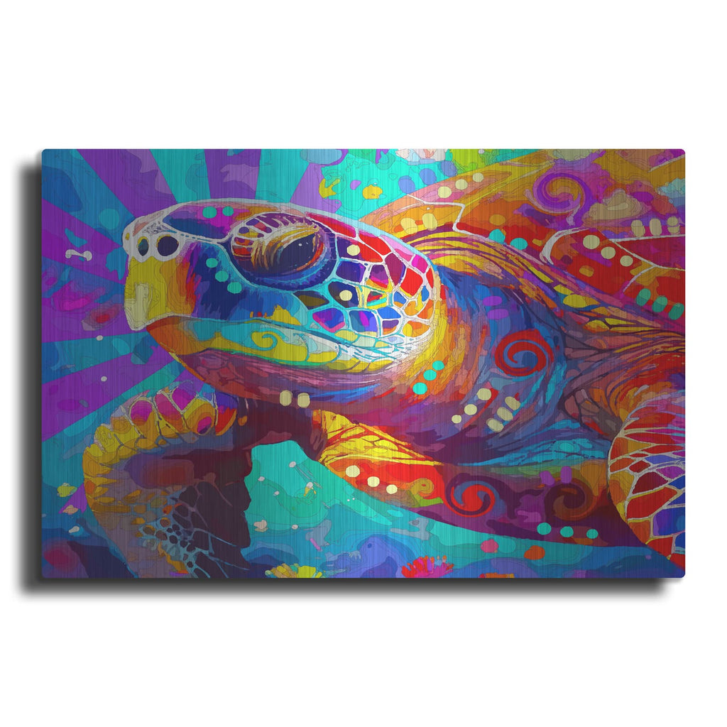'The Surfing Sea Turtle' by Dean Russo – Metal Wall Art