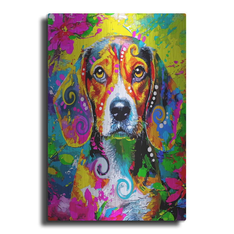 'The Timid Beagle' by Dean Russo – Metal Wall Art