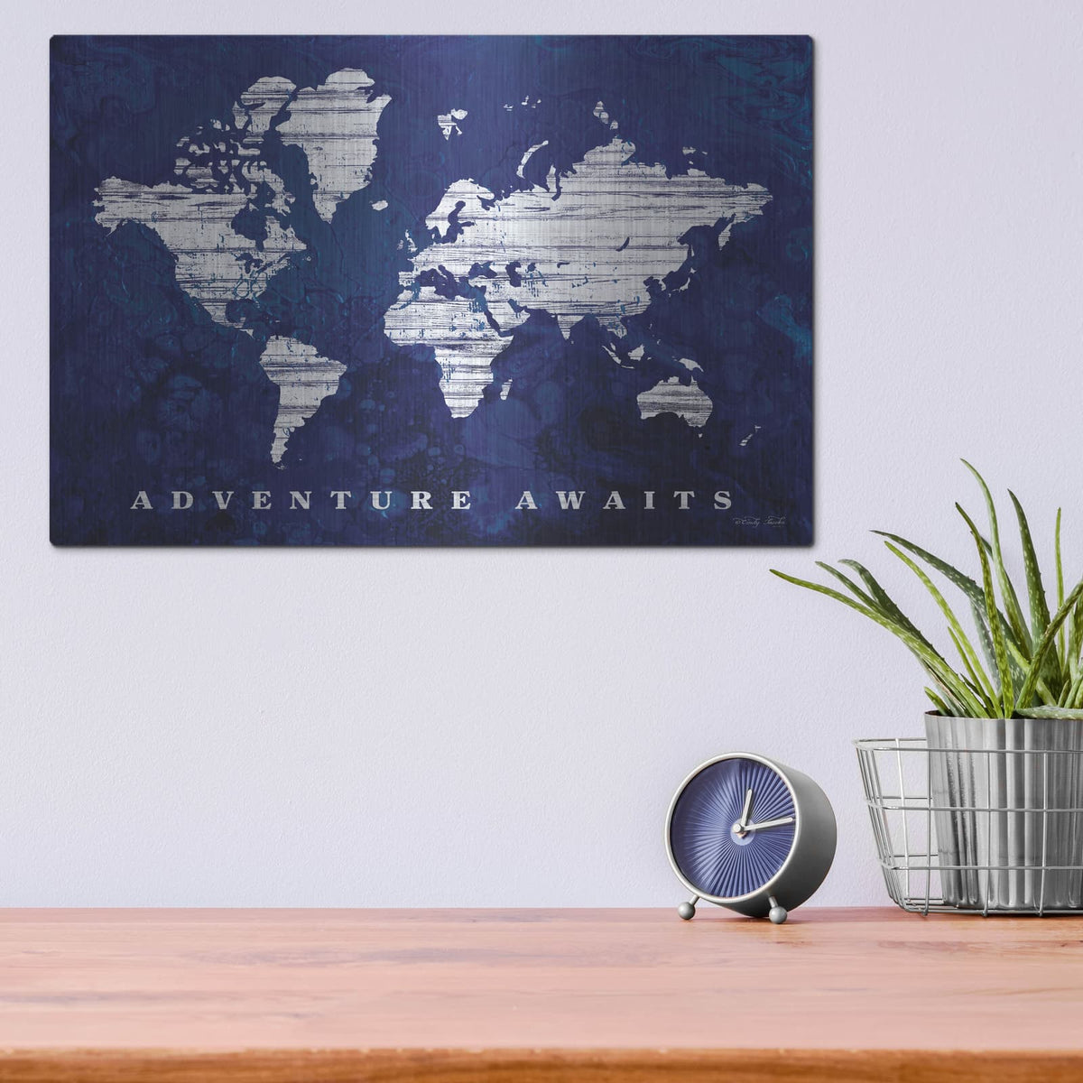 'Adventure Awaits Map' by Cindy Jacobs – Metal Wall Art, 16x12 room view