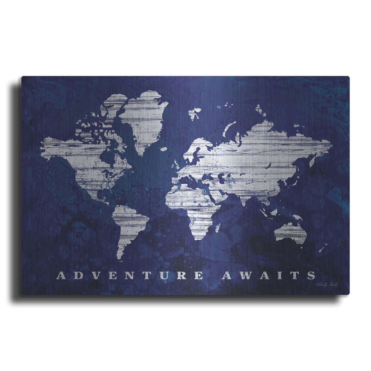 'Adventure Awaits Map' by Cindy Jacobs – Metal Wall Art