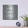 'Wash, Brush, Floss' by Imperfect Dust – Metal Wall Art, 12x12 room view