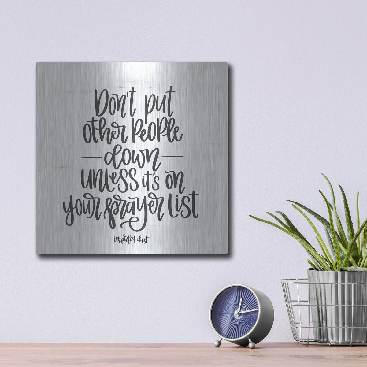 'Prayer List' by Imperfect Dust – Metal Wall Art, 12x12 room view