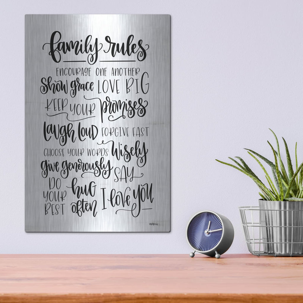 'Family Rules' by Imperfect Dust – Metal Wall Art, 12x16 room view