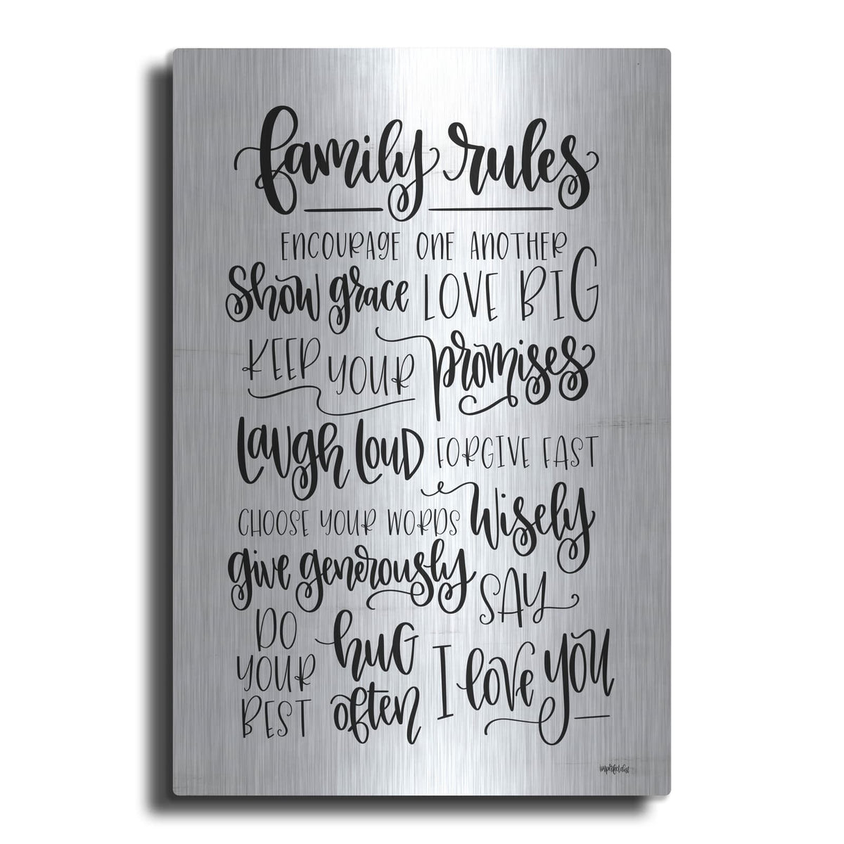 'Family Rules' by Imperfect Dust – Metal Wall Art