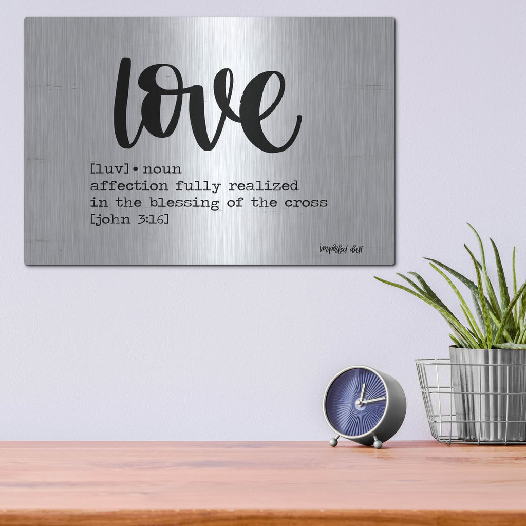 'Love' by Imperfect Dust – Metal Wall Art, 16x12 room view