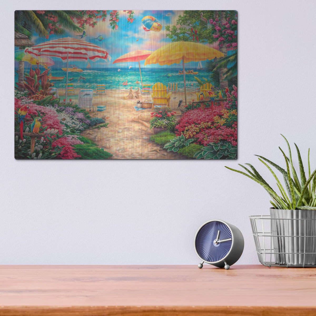 'A Perfect Day At The Beach' by Chuck Pinson – Metal Wall Art, 16x12 room view