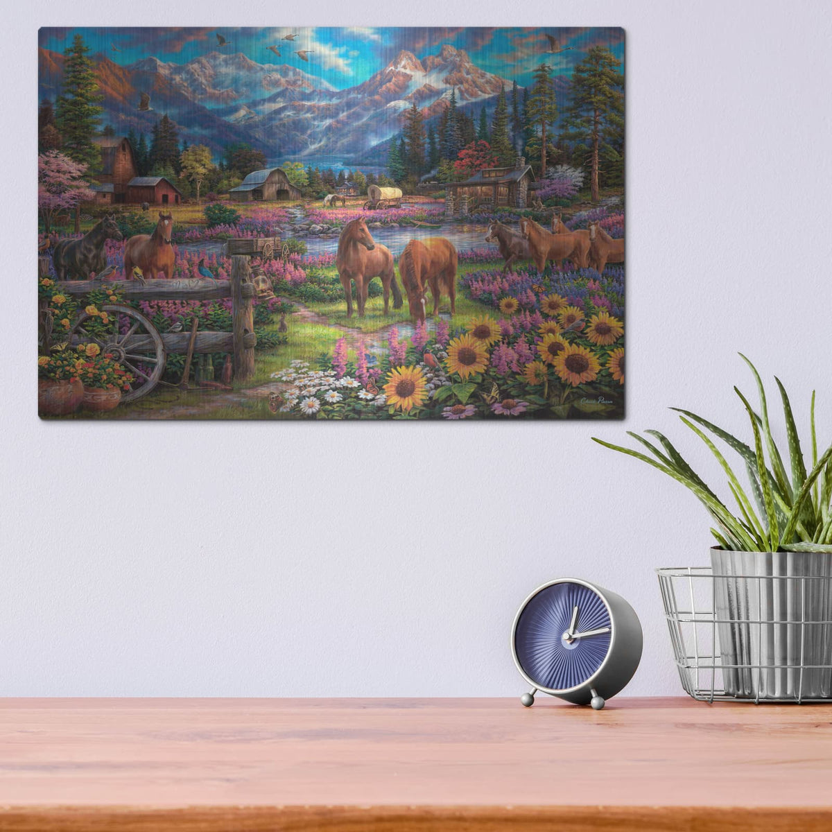'Free To Roam' by Chuck Pinson – Metal Wall Art, 16x12 room view