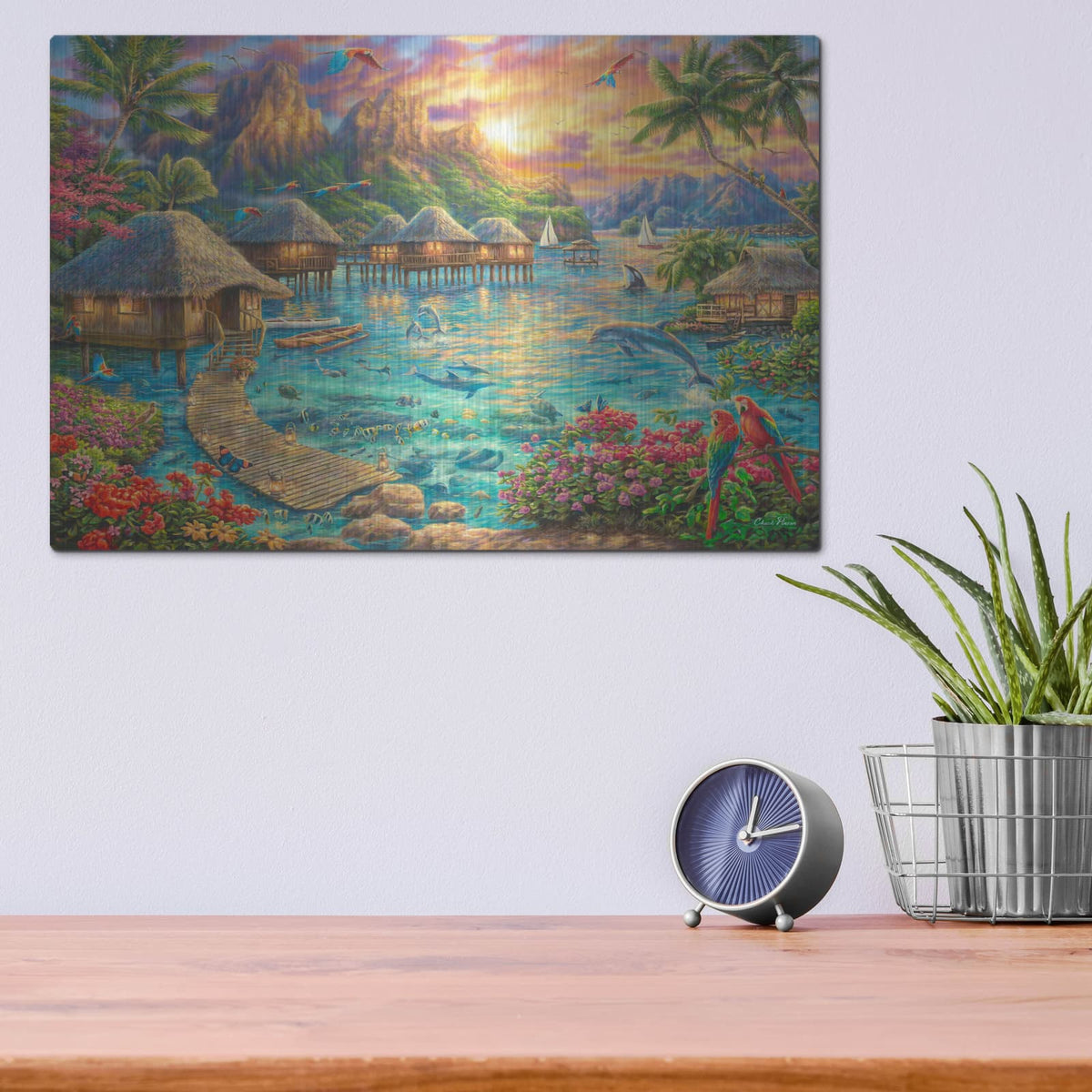 'Tropical Oasis' by Chuck Pinson – Metal Wall Art, 16x12 room view