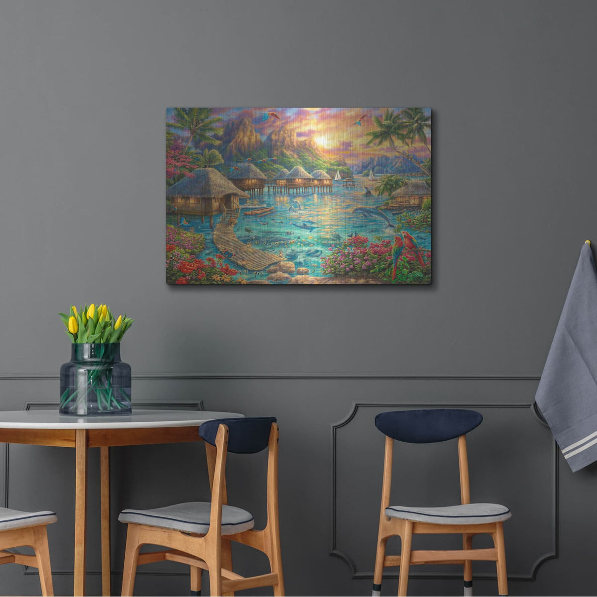 'Tropical Oasis' by Chuck Pinson – Metal Wall Art, 36x24 room view