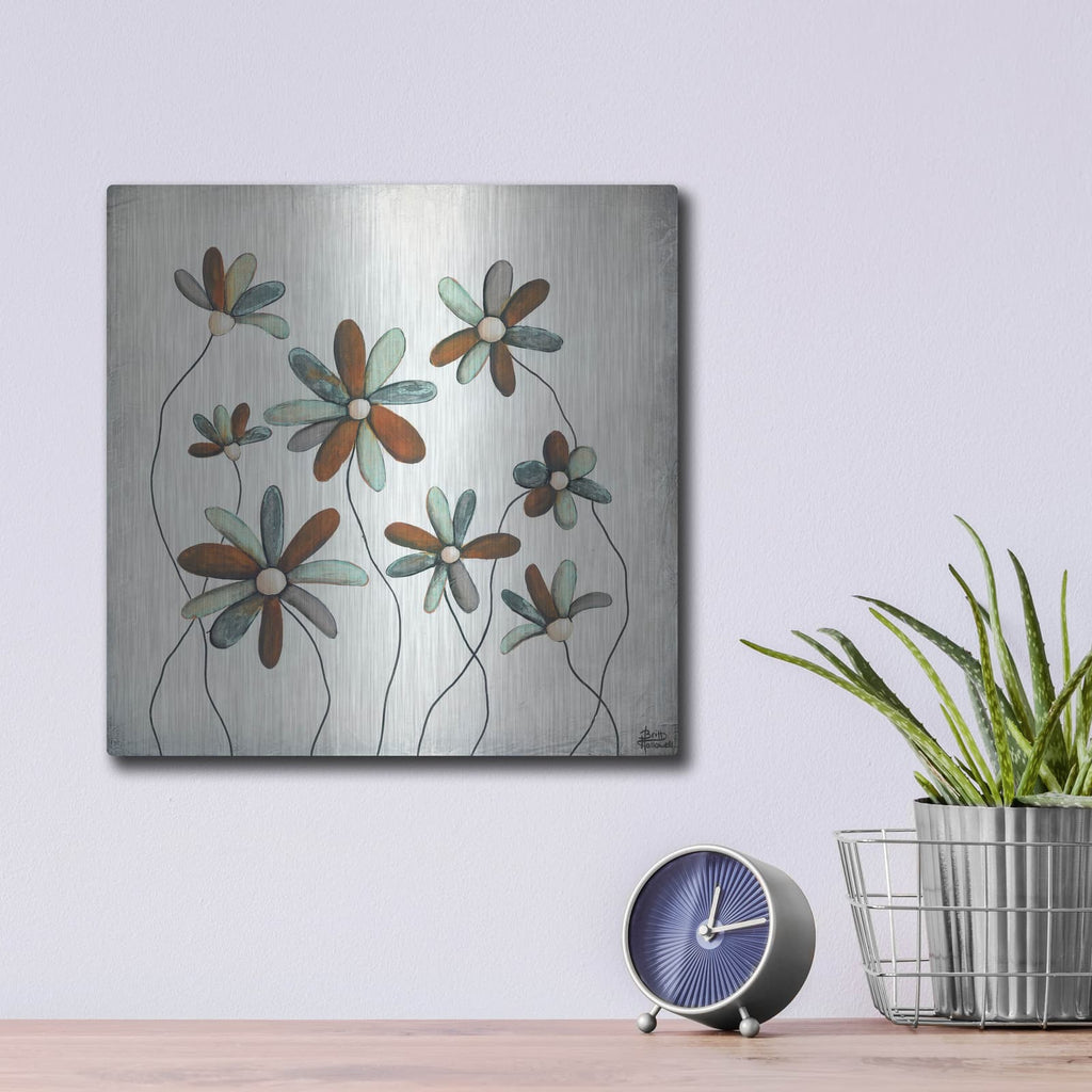 'Patina Petals I' by Britt Hallowell – Metal Wall Art, 12x12 room view