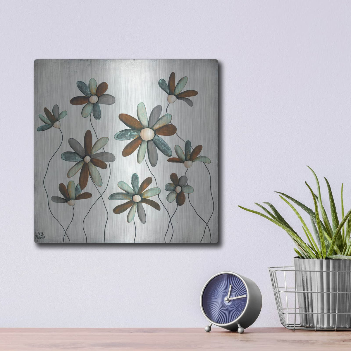 'Patina Petals II' by Britt Hallowell – Metal Wall Art, 12x12 room view