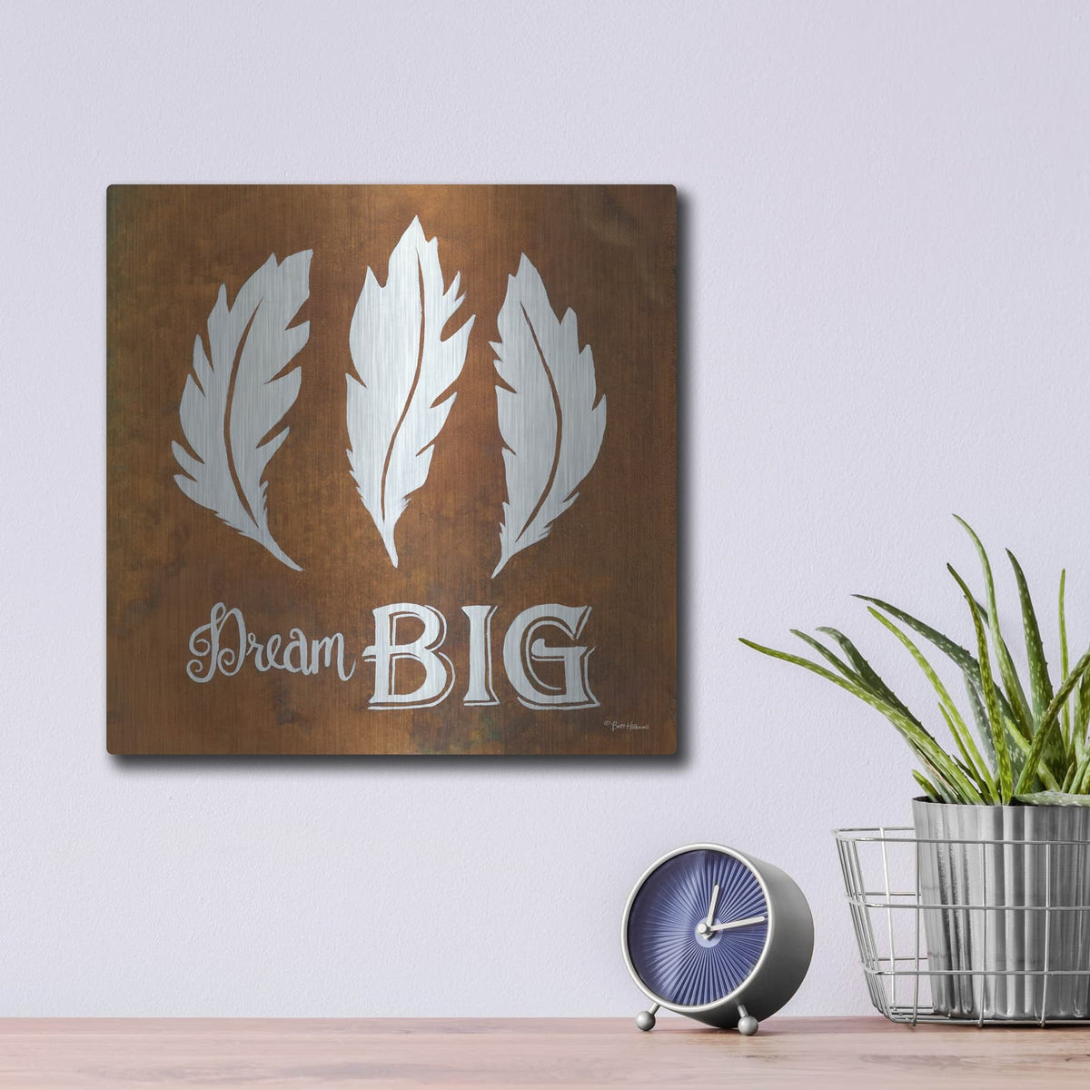 'Dream Big' by Britt Hallowell – Metal Wall Art, 12x12 room view