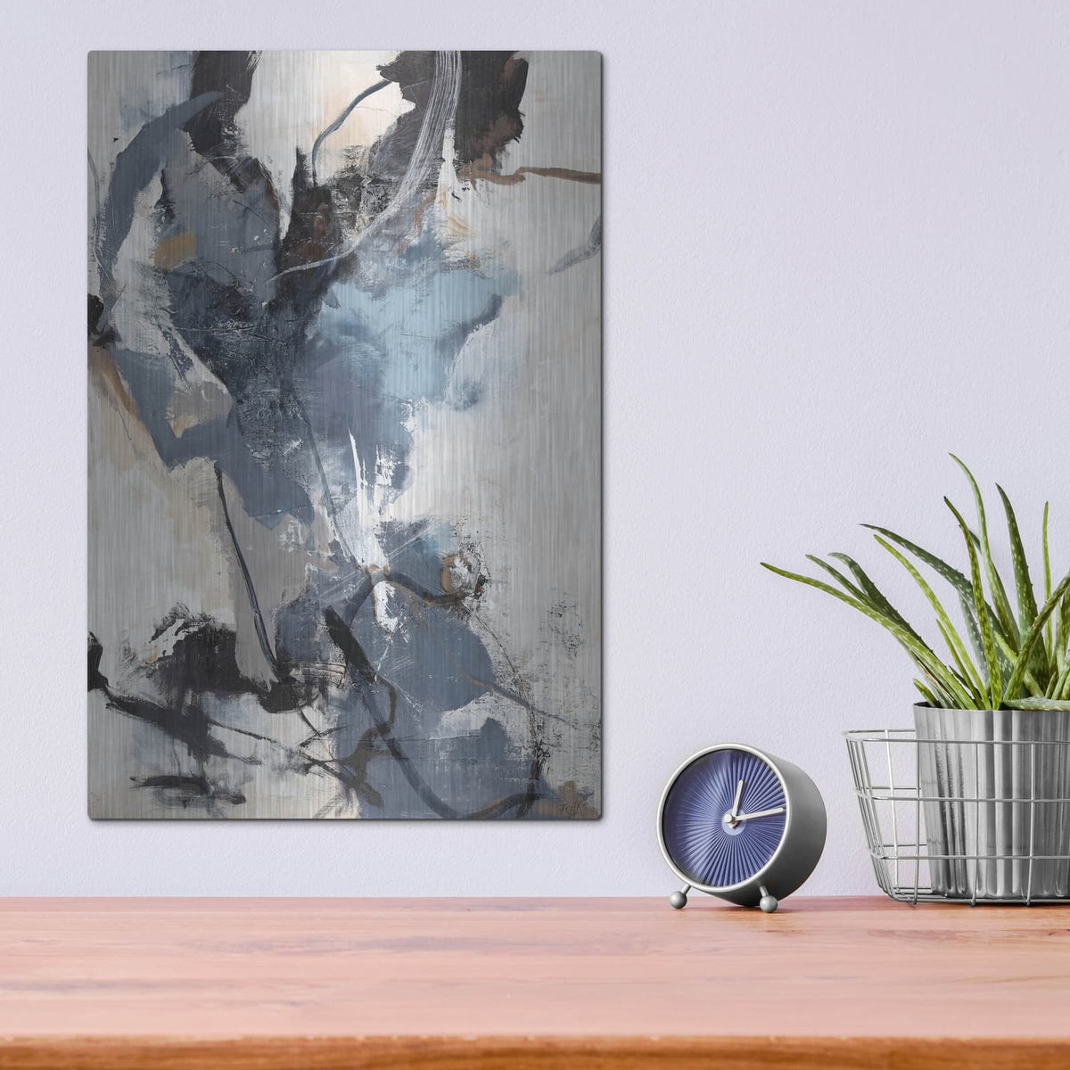 'Blue Vibes' by Incado – Metal Wall Art, 12x16 room view
