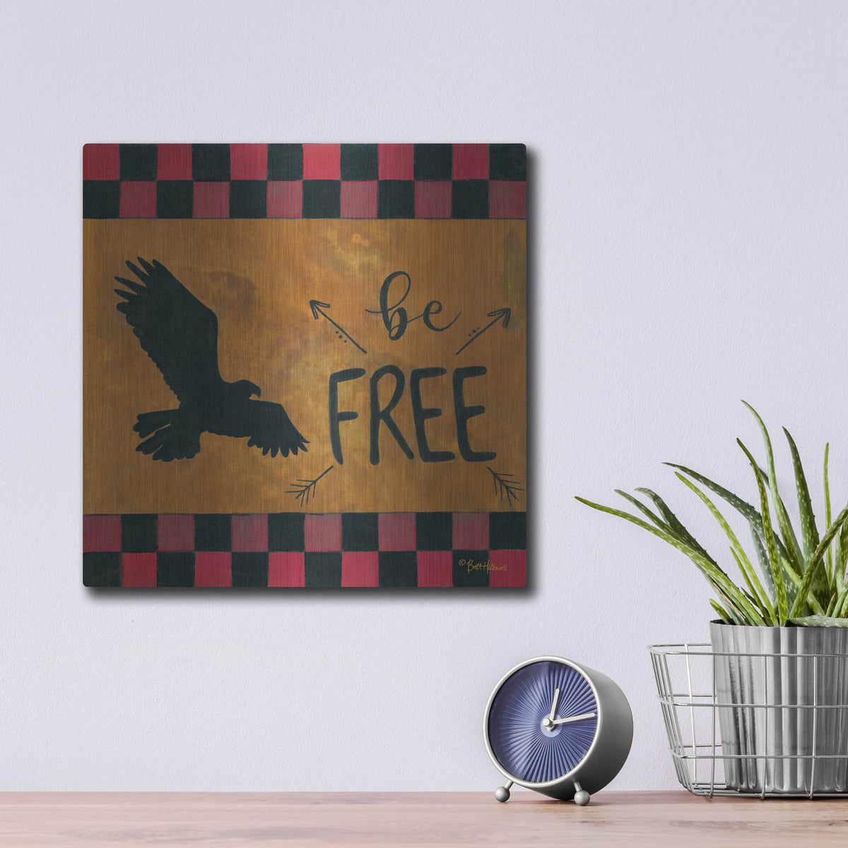 'Be Free' by Britt Hallowell – Metal Wall Art, 12x12 room view