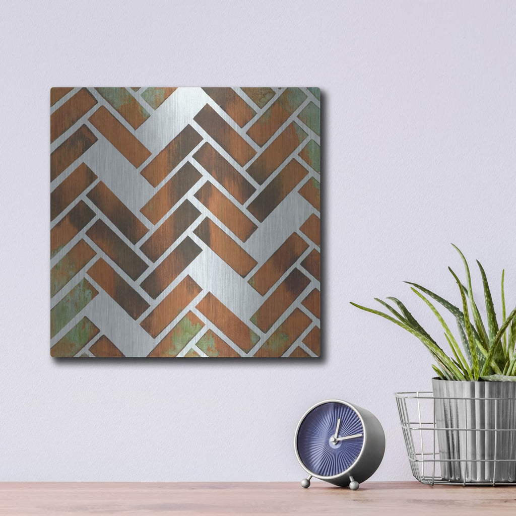 'Herringbone I' by Britt Hallowell – Metal Wall Art, 12x12 room view