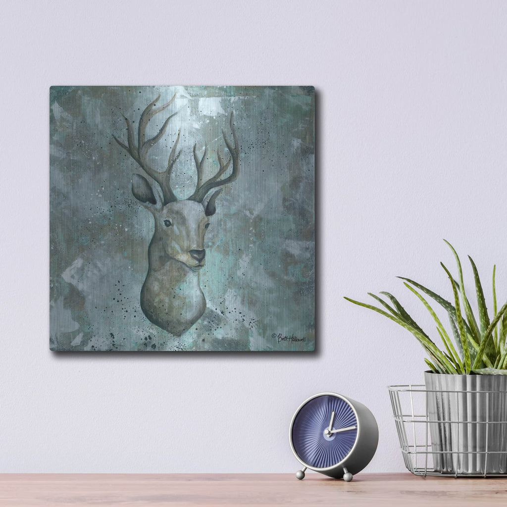 'Simplicity Deer' by Britt Hallowell – Metal Wall Art, 12x12 room view