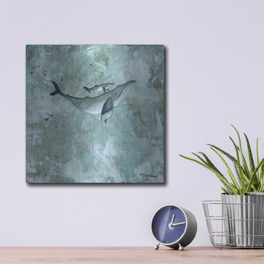'Simplicity Humpback' by Britt Hallowell – Metal Wall Art, 12x12 room view