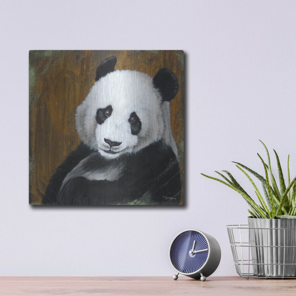 'Panda Smile' by Britt Hallowell – Metal Wall Art, 12x12 room view