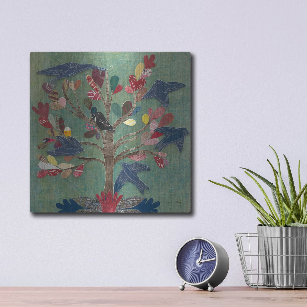'Birds In A Tree' by Candra Boggs – Metal Wall Art, 12x12 room view