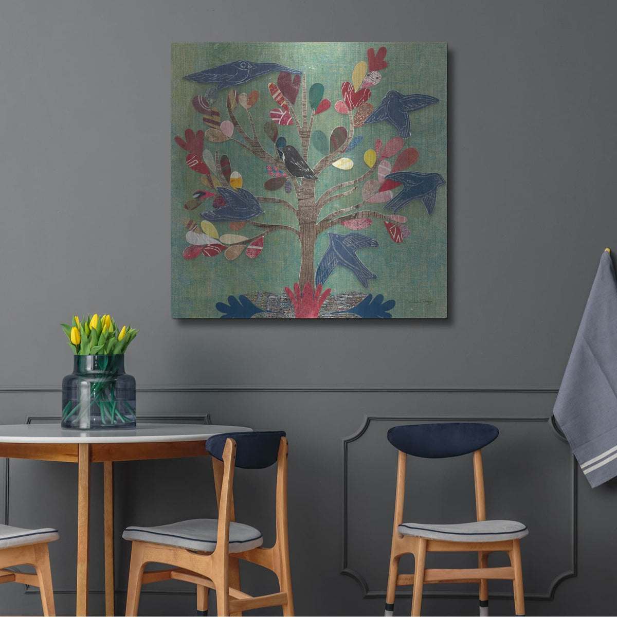'Birds In A Tree' by Candra Boggs – Metal Wall Art, 36x36 room view