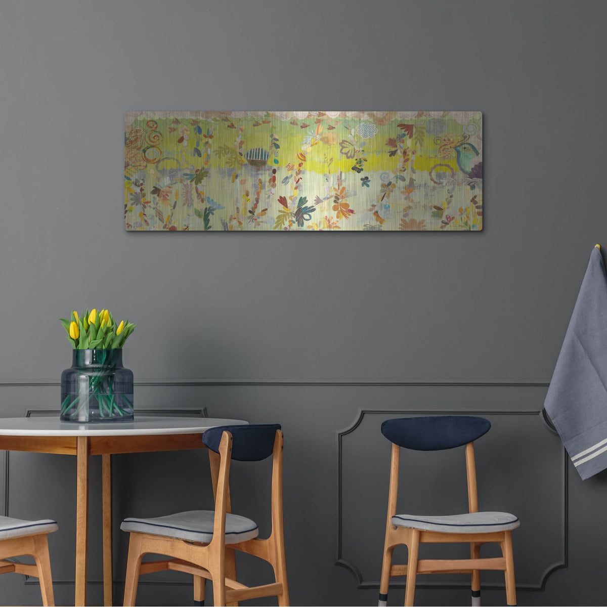'Converse Yellow' by Candra Boggs – Metal Wall Art, 48x16 room view