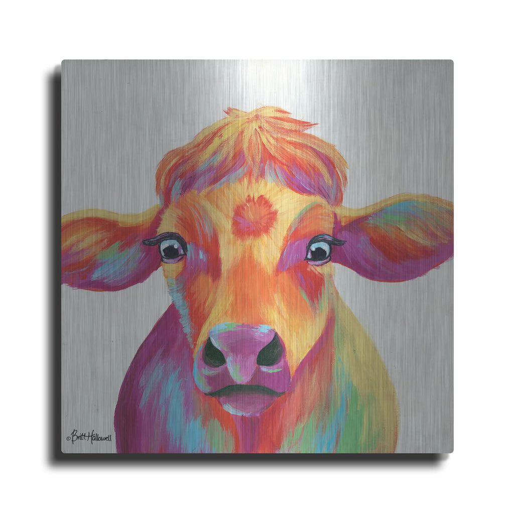 'Cheery Cow' by Britt Hallowell – Metal Wall Art
