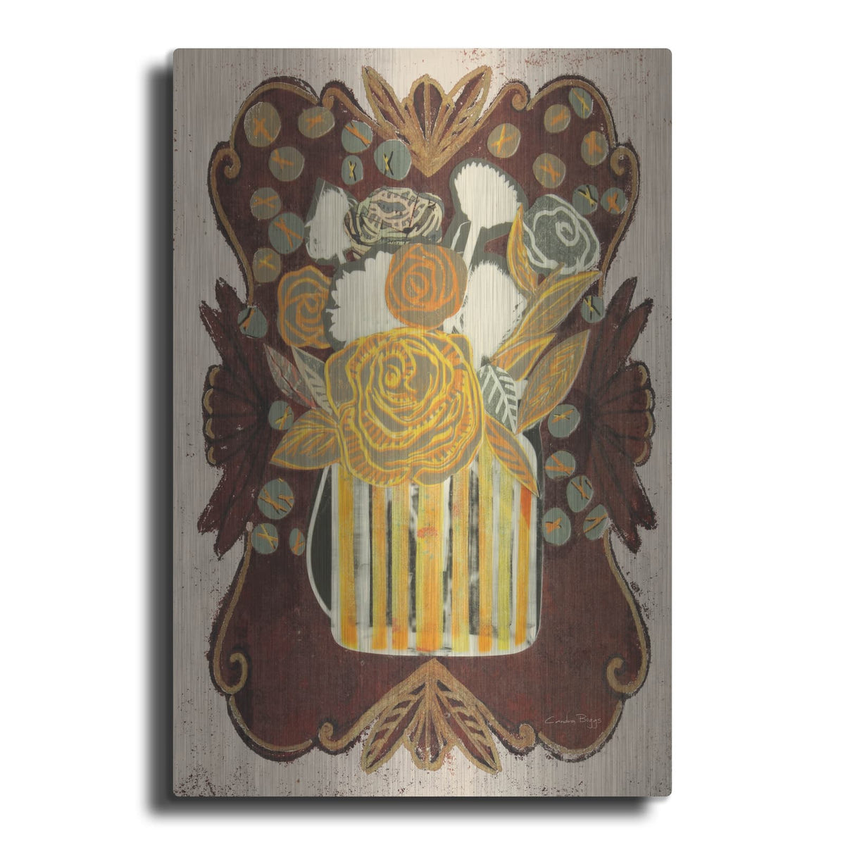 'Floral Fling 2 Cream' by Candra Boggs – Metal Wall Art