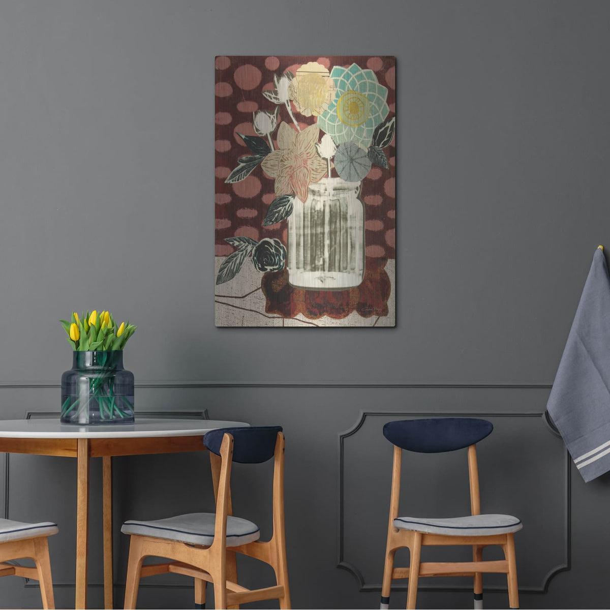 'Floral Fling I Cream' by Candra Boggs – Metal Wall Art, 24x36 room view