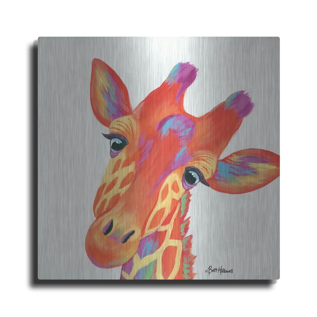 'Cheery Giraffe' by Britt Hallowell – Metal Wall Art