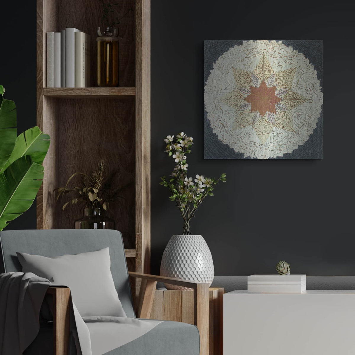 'Starshine Mandala 1' by Candra Boggs – Metal Wall Art, 24x24 room view