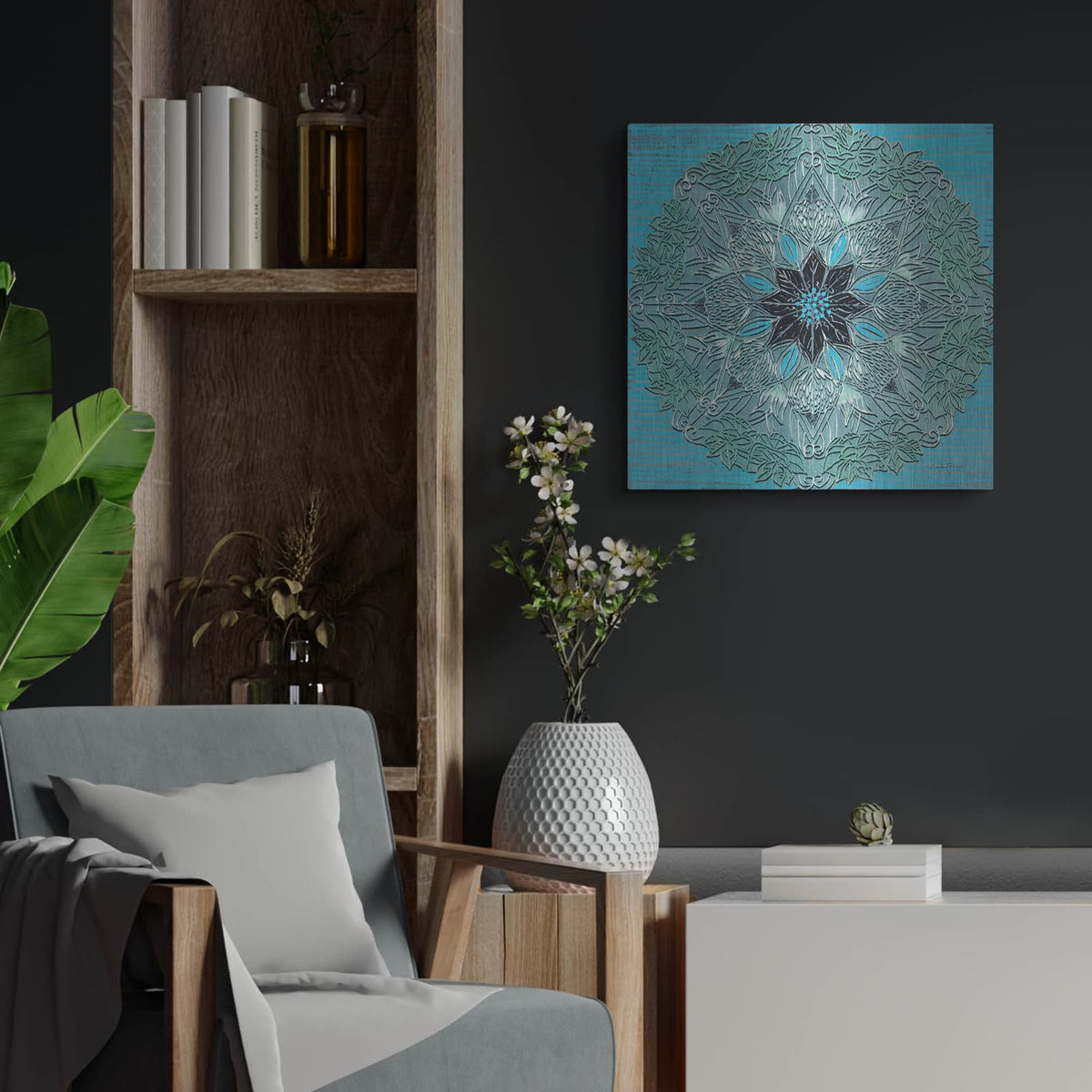 'Starshine Mandala 4' by Candra Boggs – Metal Wall Art, 24x24 room view